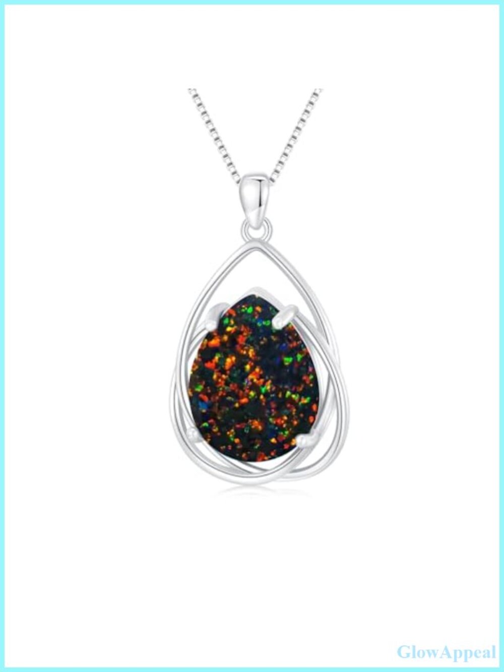 925 Sterling Silver Teardrop Pendant Necklace 18+2in